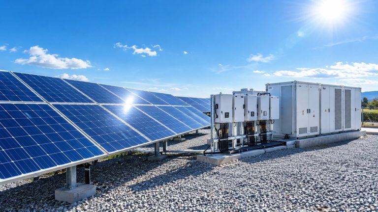 Solar panels with inverter cabinet