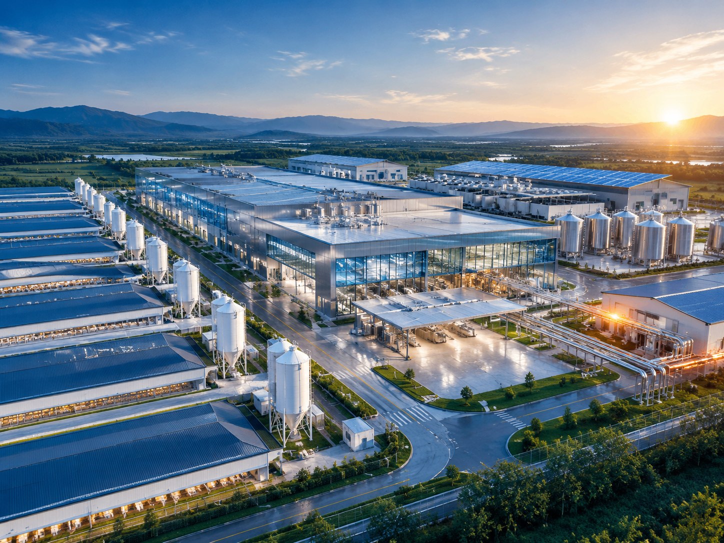 NPW full-chain solution park: poultry farm, slaughtering and food processing plant, silos and utility systems